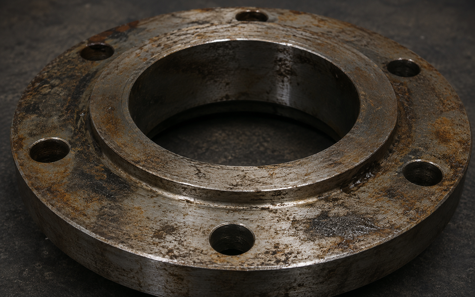 Before: corroded steel flange